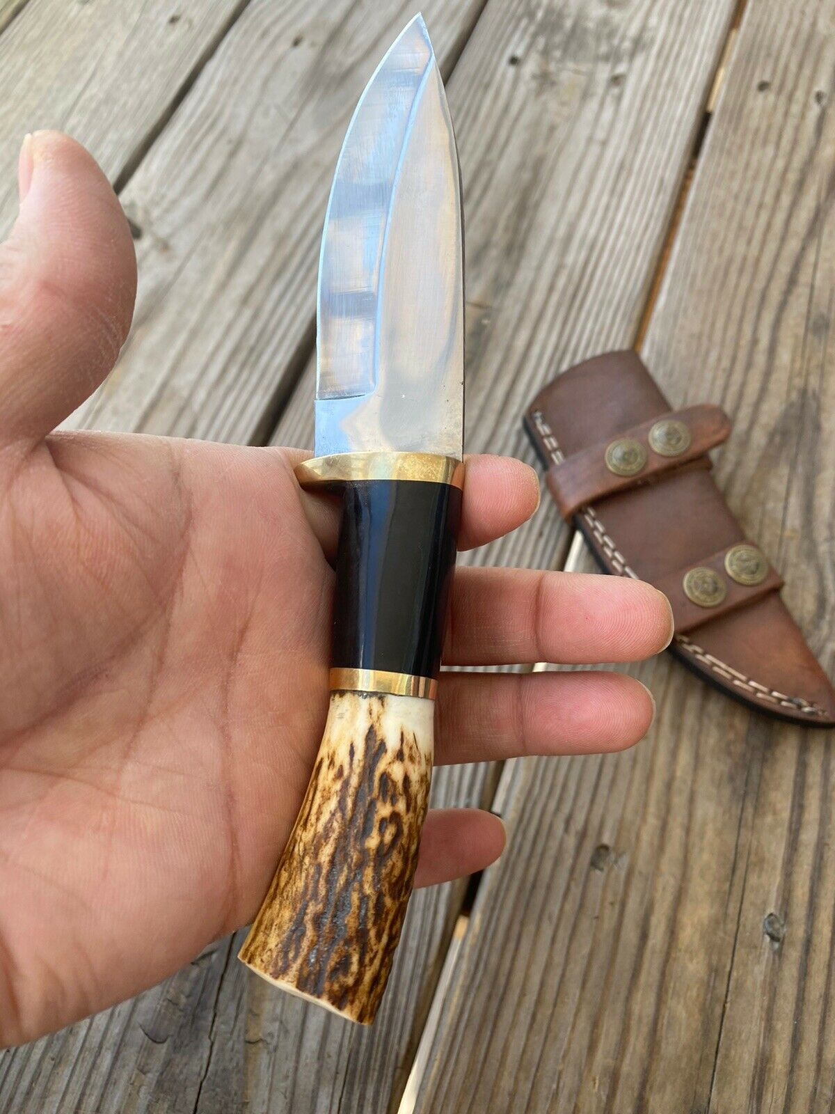 CUSTOM HAND FORGED D2 STEEL Hunting KNIFE W/ STAG HANDLE - SUSA KNIVES