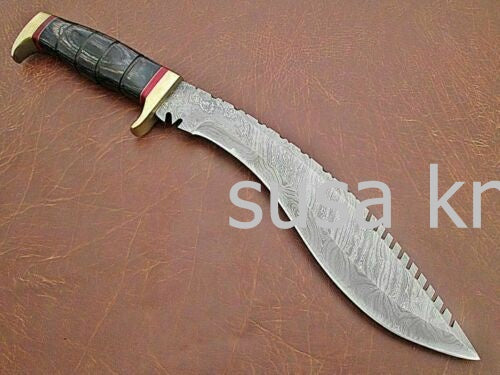 Custom Handmade Damascus Steel Kukri Style Hunting Knife - SUSA KNIVES