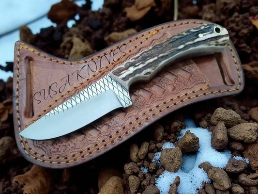 RASP STEEL Cowboy Knife with Leather Sheath – Handmade Full Tang Hunting Knife – Fixed Blade Bull Cutter Knives for Camping, Survival, Outdoor Uses & Collector Gift for