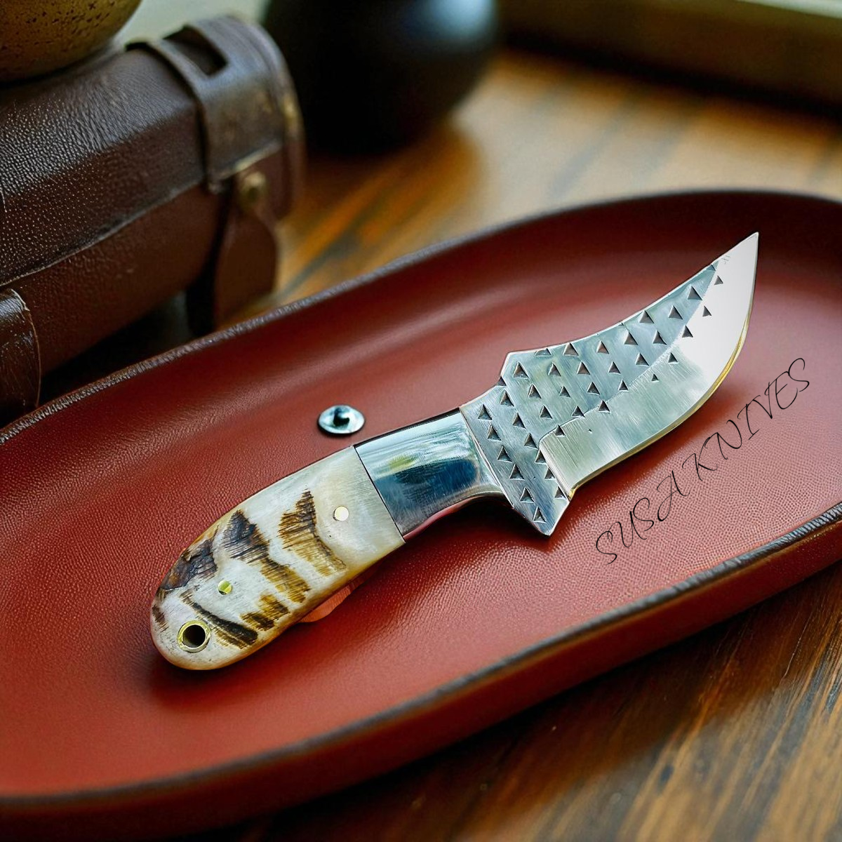 Cow Boy Knife, Farier Rasp Stainless Steel Bull Cutter Knife with Sheath Best Gift for Girl Friend and Boy Friend