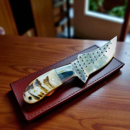 Cow Boy Knife, Farier Rasp Stainless Steel Bull Cutter Knife with Sheath Best Gift for Girl Friend and Boy Friend