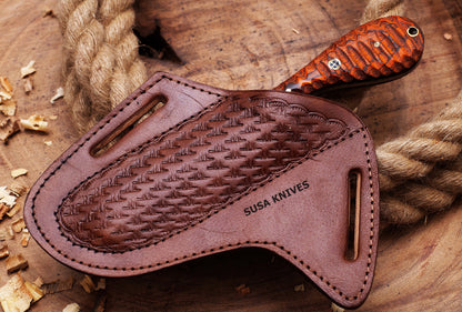 Handmade 1095 steel Bull cutter knife, cowboy knives with pancake leather sheath classic style knife, gift for men