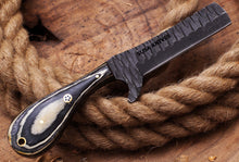 Load image into Gallery viewer, SUSA KNIVES Custom Handmade 1095 steel Bull cutter knife, cowboy knives with pancake leather sheath
