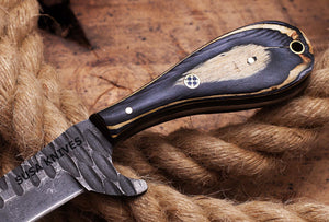 SUSA KNIVES Custom Handmade 1095 steel Bull cutter knife, cowboy knives with pancake leather sheath
