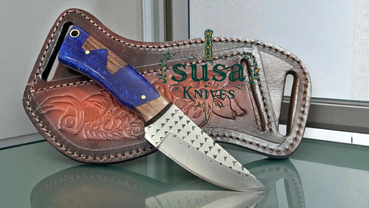 Custom Handmade 7'' fixed blade hoof rasp knife/Cow boy knife/Bull cutter Cowboy knives with pancake leather sheath