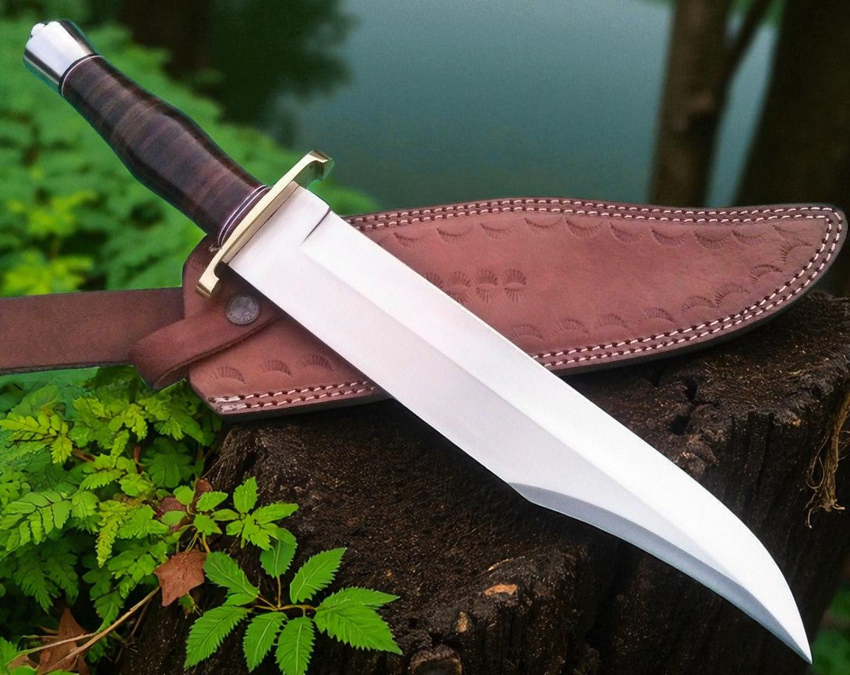 D2 Steel Handmade Bowie Knife 13 Inch with Leather Sheath – Survival & Hunting Knife