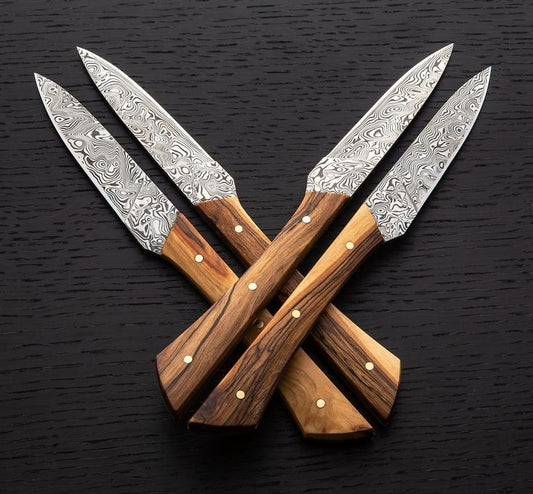 DAMASCUS STEEL 4 PCS STEAK KNIVES SET - SUSA KNIVES