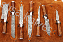 Load image into Gallery viewer, Custom Made Damascus Steel Kitchen Knives Set / Chef’s Knife 7-Pcs - SUSA KNIVES
