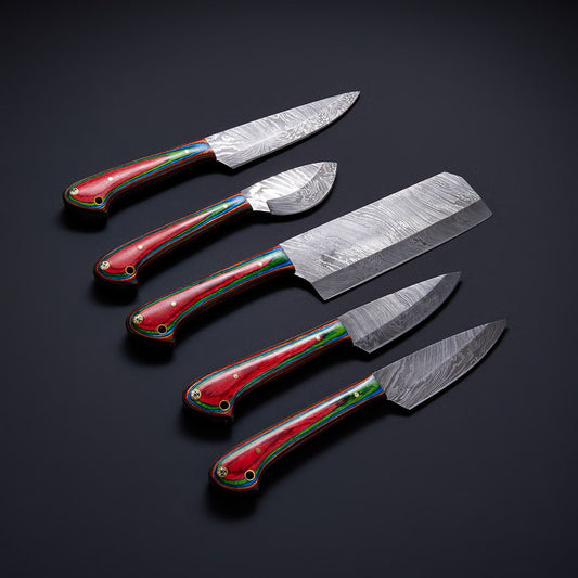 DAMASCUS CHEF KNIFE SET 5 PCS - SUSA KNIVES