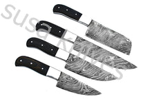 Load image into Gallery viewer, Custom Made Damascus Steel Kitchen Knives Set / Chef’s Knife 4-Pcs - SUSA KNIVES
