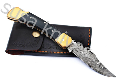 Damascus Steel pocket folding Knife - SUSA KNIVES