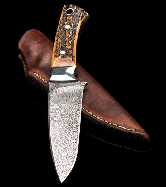 HANDMADE DAMASCUS STEEL HUNTING SKINNER KNIFE - SUSA KNIVES