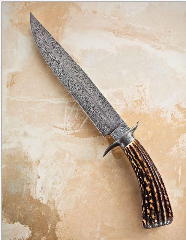 HANDMADE DAMASCUS STEEL HUNTING BOWIE KNIFE - SUSA KNIVES