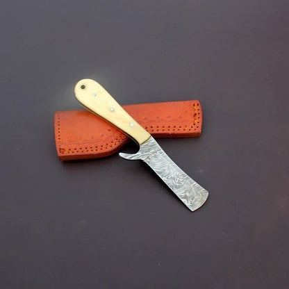 HAND FORGED DAMASCUS STEEL BULL CUTTER/COWBOY KNIFE & PUKKA WOOD HANDLE