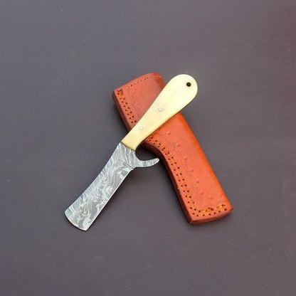 HAND FORGED DAMASCUS STEEL BULL CUTTER/COWBOY KNIFE & PUKKA WOOD HANDLE