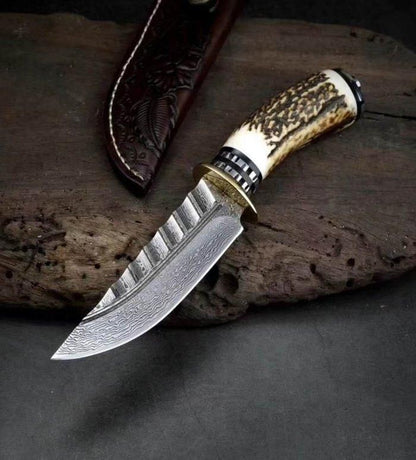 CUSTOM HANDMADE DAMASCUS STEEL HUNTING/ BOWIE KNIFE - SUSA KNIVES