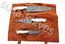 Load image into Gallery viewer, Custom Made Damascus Steel Kitchen Knives Set / Chef’s Knife 3-Pcs - SUSA KNIVES
