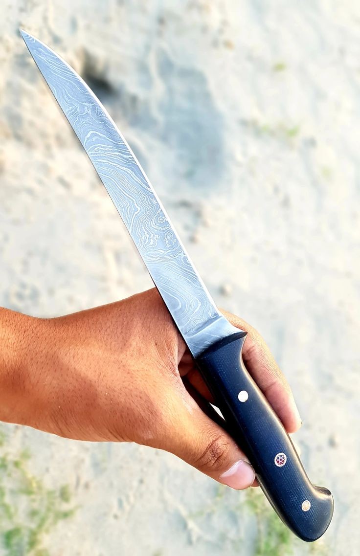 CUSTOM HANDMADE  DAMASCUS STEEL FILLET KNIFE - SUSA KNIVES