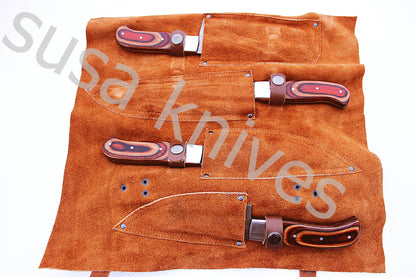Custom Made Damascus Steel Kitchen Knives Set / Chef’s Knife 4-Pcs Set - SUSA KNIVES