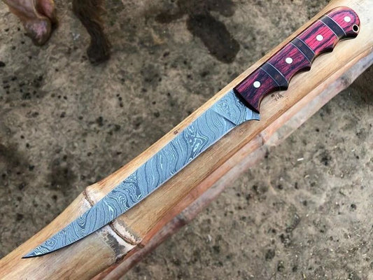 CUSTOM HANDMADE DAMASCUS STEEL FILLET KNIFE - SUSA KNIVES
