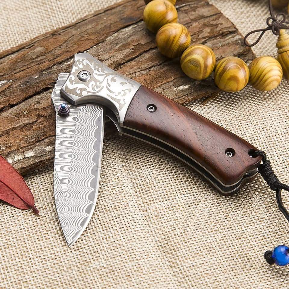 BEAUTIFULL HANDMADE DAMASCUS STEEL FOLDING KNIFE  GIFTS - SUSA KNIVES