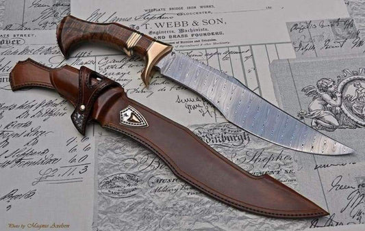 HANDMADE  DAMASCUS STEEL BOWIE KNIFE - SUSA KNIVES