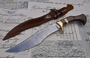 HANDMADE  DAMASCUS STEEL BOWIE KNIFE - SUSA KNIVES