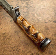 Load image into Gallery viewer, HANDMADE DAMASCUS STEEL BOWIE KNIFE - SUSA KNIVES
