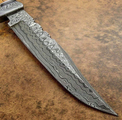HANDMADE DAMASCUS STEEL BOWIE KNIFE - SUSA KNIVES