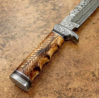 HANDMADE DAMASCUS STEEL BOWIE KNIFE - SUSA KNIVES