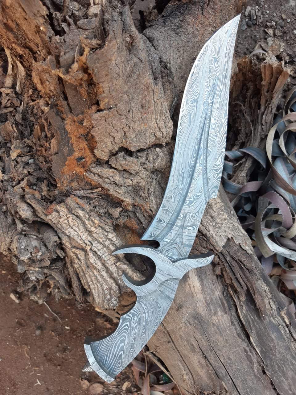 custom handmade damascus steel bowie knife blank blade - SUSA KNIVES