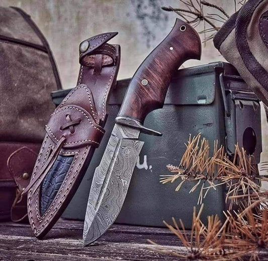 HANDMADE DAMASCUS STEEL HUNTING KNIFE - SUSA KNIVES