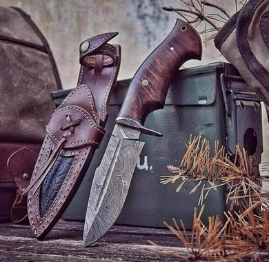 HANDMADE DAMASCUS STEEL HUNTING KNIFE - SUSA KNIVES