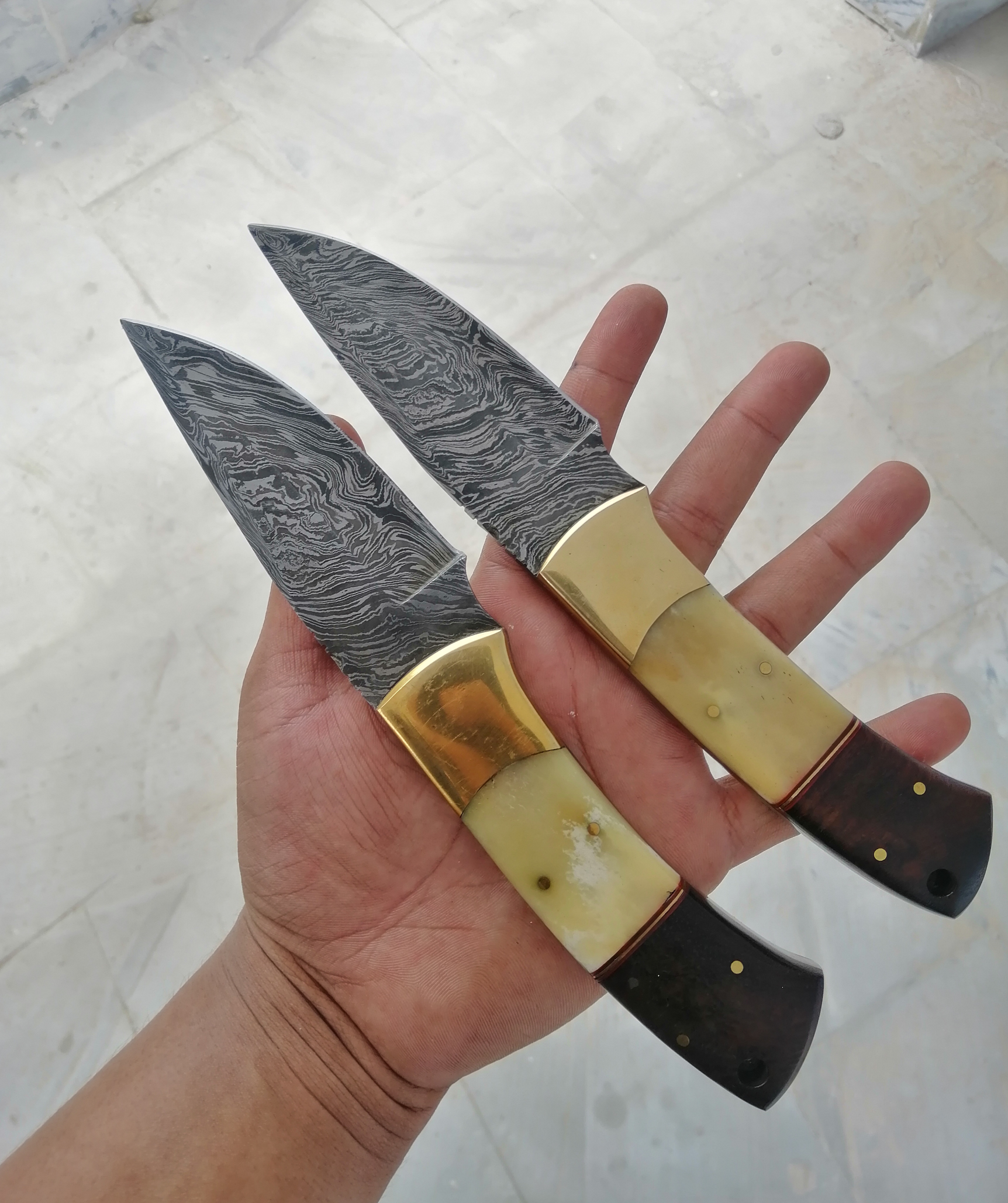 Handmade damascus steel skinner knife 2 pcs set - SUSA KNIVES