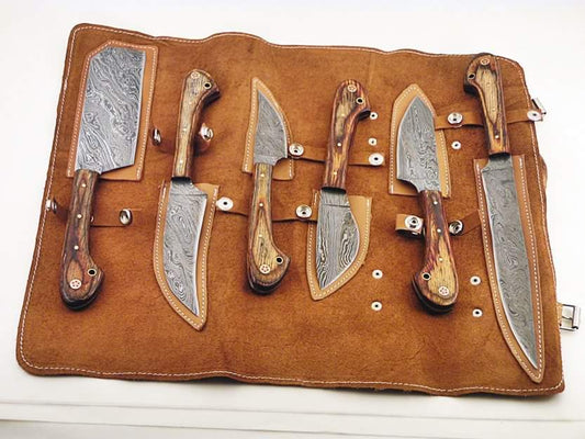handmade damascus steel chef set 6 pcs - SUSA KNIVES