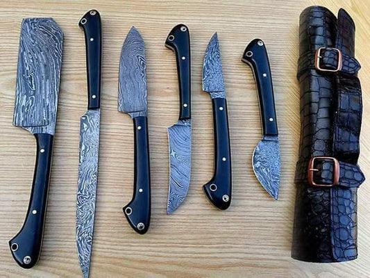 handmade damascus steel chef set 6 pcs - SUSA KNIVES