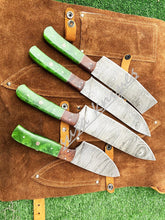Load image into Gallery viewer, Custom Handmade Damascus Steel Fixed Blade Kitchen Chef Knife Set - SUSA KNIVES
