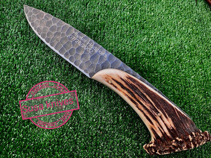 (susa knives)1095 steel hand forged blade  with antler crown handle  free engraving - SUSA KNIVES