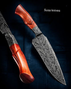 HANDMADE DAMASCUS STEEL BOWIES KNIFE - SUSA KNIVES