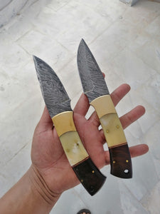 Handmade damascus steel skinner knife 2 pcs set - SUSA KNIVES
