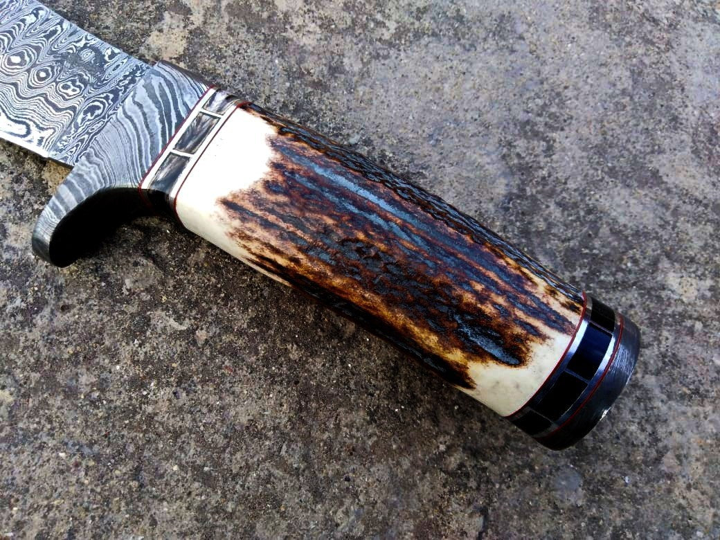 HANDMADE DAMASCUS STEEL HUNTING KNIFE - SUSA KNIVES
