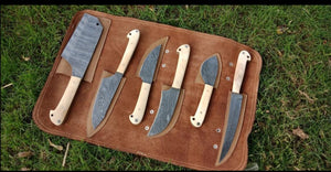 Custom Made Damascus Steel Kitchen Knives Set / Chef’s Knife 6-Pcs Set - SUSA KNIVES