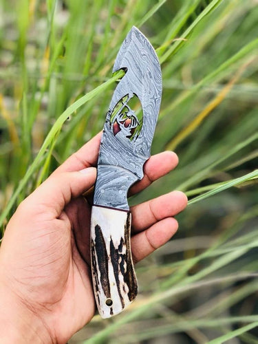 BEAUTIFUL HANDMADE DAMASCUS STEEL GUT HOOK  SKINNER KNIFE - SUSA KNIVES