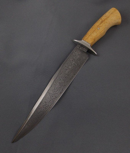 HANDMADE DAMASCUS STEEL HUNTING BOWIE KNIFE - SUSA KNIVES