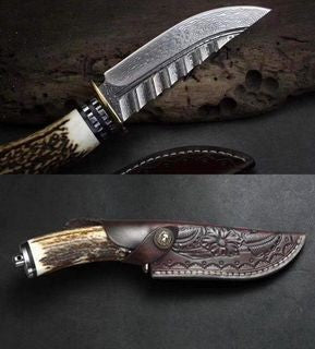 CUSTOM HANDMADE DAMASCUS STEEL HUNTING/ BOWIE KNIFE - SUSA KNIVES