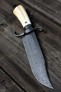 HANDMADE DAMASCUS STEEL BOWIE KNIFE - SUSA KNIVES