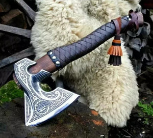 Viking Axe Hand Forged Battle ready beautiful gift for him gift axe for groomsman Handmade Custom Axe, Gift for father, anniversary gift, - SUSA KNIVES