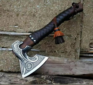 Viking Axe Hand Forged Battle ready beautiful gift for him gift axe for groomsman Handmade Custom Axe, Gift for father, anniversary gift, - SUSA KNIVES