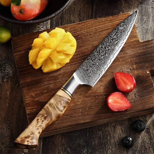 Damascus Chef Knife 5 Pc Set - Best Gift - Damascus Kitchen Knives Set High Quality Steel Perfect Gift for love - Free Gift Leather Sheath - SUSA KNIVES