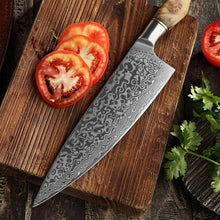 Load image into Gallery viewer, Damascus Chef Knife 5 Pc Set - Best Gift - Damascus Kitchen Knives Set High Quality Steel Perfect Gift for love - Free Gift Leather Sheath - SUSA KNIVES
